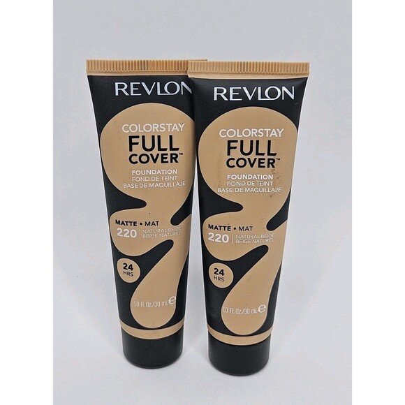 Revlon Colorstay Full Cover Foundation Matte 220 Natural Beige 1 Fl oz Lot of 2 - Picture 1 of 2
